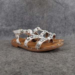Tahari Shoes Toddler 8 Sandals Studded Gladiator Girls Baby Easy On Flat White